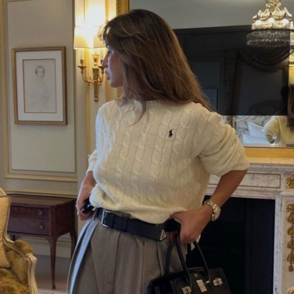 Polo Ralph Lauren Sweaters - POLO Ralph Lauren Cable Knit Wool Cashmere Cream Crewneck Sweater XS $248